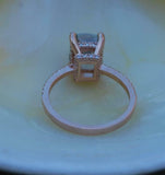 2ct Engagement Ring Radiant Cut Blue Aquamarine Diamond Accent 14k RoseGold Over