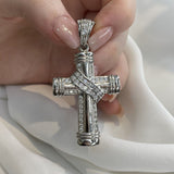 2ct Round Cut Moissanite Holy Cross Knot Pendant 14k White Gold Plated NO CHAIN
