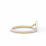 0.3ct Engagement Ring Round Cut Diamond Curved Minimalist 14k Yellow Gold Finish