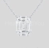 1ct Emerald Simulated Diamond Solitaire Pendant 14k White Gold Plated NO CHAIN