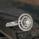 2.5ct Round Cut Diamond Engagement Ring 14k White Gold Over Cocktail Double Halo