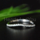 0.5ct Round Cut Moissanite Minimal Curved Stackable Band 14K White Gold Plated