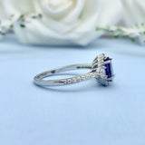 2.3ct Oval Cut Tanzanite Diamond Accent Halo Engagement Ring 14k White Gold Over