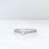 0.3ct Pear Simulated Diamond Minimalist Engagement Ring 14k White Gold Plated