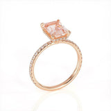 2.2ct Emerald Cut Morganite Diamond Accents Solitaire Ring 14k Rose Gold Finish
