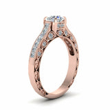 1ct Round Cut Diamond Vintage Filigree Engagement Ring 14k Rose Gold Finish New