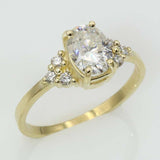 2.8ct Engagement Ring Oval Cut Diamond Petite Solitaire 14k Yellow Gold Finish