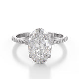 2.3ct Oval Simulated Diamond Solitaire with Accents Ring 14k Yellow Gold Plated