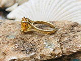 2ct Engagement Ring Cushion Cut Citrine Braided Solitaire 14k Yellow Gold Finish