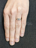 0.4ct Emerald Simulated Diamond Solitaire Engagement Ring 14k Yellow Gold Plated