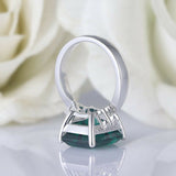 3.55ct Green Emerald Cut Diamond Petite Round Accents Ring 14k White Gold Finish
