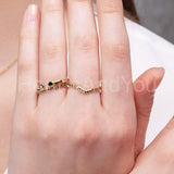 0.1ct Round Cut Simulated Black Diamond Toi Et Moi Ring 14k Yellow Gold Plated