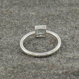 0.5ct Princess Cut Blue Aquamarine Bezel Set Solitaire Ring 14k WhiteGold Finish