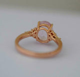 3.15ct Oval Cut Morganite Solitaire Ring 14k Rose Gold Finish with Round Accents