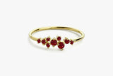 1ct Round Cut Pink Ruby Cluster Minimalist Engagement Ring 14k YellowGold Finish
