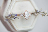 Princess Accents Trilogy Ring 1.5ct Marquise Cut Diamond 14k Rose Gold Finish