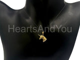 0.12ct Round Cut Moissanite Unicorn Pendant 14k Yellow Gold Plated NO CHAIN