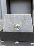 2ct Round Cut Moissanite Solitaire Pendant with Chain 14k White Gold Plated