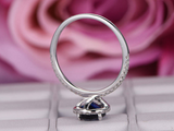 2ct Pear Cut Blue Sapphire Engagement Ring Round Accent Halo 18k White Gold Over