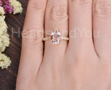 1ct Radiant Cut Simulated Morganite Milgrain Engagement Ring 14k RoseGold Plated