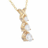 2ct Diamond Pendant with Chain Round Cut Journey Vertical 14k Yellow Gold Finish