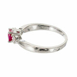 1.5ct Round Cut Pink Sapphire Engagement Ring Diamond Trilogy 14k WhiteGold Over