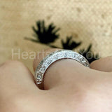 0.2ct Round Cut Moissanite Vintage-Inspired Wedding Band 14k White Gold Plated