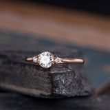 0.5ct Round Cut Moissanite Trilogy Women Engagement Ring 14K Rose Gold Plated