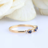 0.3ct Round Cut Blue Sapphire Wedding Band Ring Anniversary 14k Yellow Gold Over