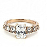 2Ct Radiant Diamond Round Accents Solitaire Engagement Ring 14K Rose Gold Finish