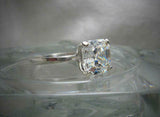 4 Prong Solitaire Engagement Ring 3ct Asscher Cut Diamond 14k White Gold Finish