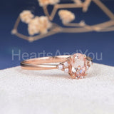 1.2ct Oval Cut Simulated Peach Morganite Pearl Accents Ring 14k Rose Gold Plated