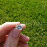 0.4ct Emerald Simulated Diamond Solitaire Engagement Ring 14k White Gold Plated