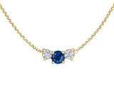 0.6ct Round Simulated Sapphire Trilogy Pendant 14k Yellow Gold Plated NO CHAIN