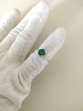 1ct Engagement Ring Round Cut Green Emerald Solitaire Women 14k WhiteGold Finish