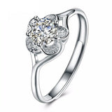 0.6ct Round Cut Diamond Engagement Ring 14k White Gold Finish Flower Solitaire