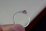 0.2ct Engagement Ring Oval Cut Pink Ruby Dainty Minimalist 14k White Gold Finish