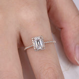 Accents Solitaire Engagement Ring 1.3ct Emerald Cut Diamond 14k Rose Gold Finish
