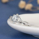 1.7ct Round Cut Diamond Engagement Ring 14k White Gold Finish Unique Infinity