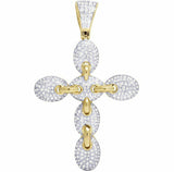 2ct Round Cut Diamond Mariner Link Cross Pendant 14k Yellow Gold Finish NO CHAIN