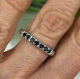 0.3ct Round Cut Black Diamond 7 Stone Wedding Engagement Ring 14k WhiteGold Over