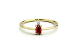 0.4ct Oval Pink Ruby Two Stone Minimalist Engagement Ring 14k Yellow Gold Finish