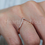 0.3ct Round Cut Moissanite Curved Minimalist Wedding Band 14k Rose Gold Plated