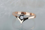 0.5ct Round Cut Black Diamond Engagement Ring Solitaire Curved 14k RoseGold Over