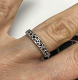 2ct Round Cut Black Diamond Vintage Inspired Stackable Band 14k WhiteGold Finish