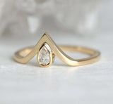 0.8ct Pear Cut VVS1D Diamond Wedding Band 14k Yellow Gold Finish Curved V Shaped