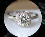 1.5ct Round Cut Diamond Engagement Ring 14k White Gold Finish Halo Solitaire