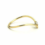 0.15ct Wedding Band Round Cut Diamond Minimalist Curved 14k Yellow Gold Finish