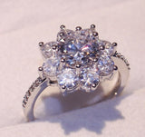2ct Round Cut Diamond Engagement Ring 14k White Gold Finish Floral Promise Women