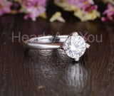 0.3ct Round Cut Moissanite Solitaire Women Engagement Ring 14k White Gold Plated